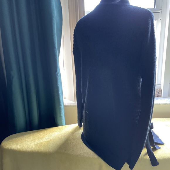 NAF NAF French  Womens Blue Duster Sweater Bows On Side Size M - Picture 2 of 10